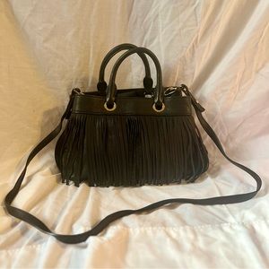 MILLY Essex Fringe Small Convertible Top-Handle Bag in Black